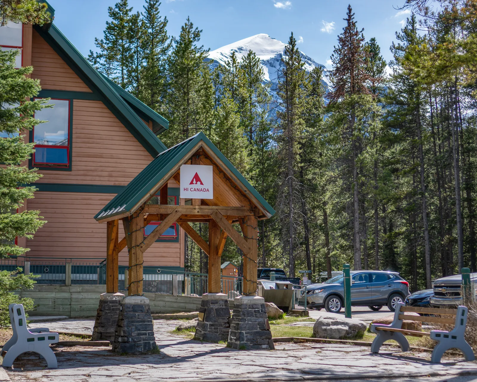 The entrance to the HI Hostel in Lake Louise